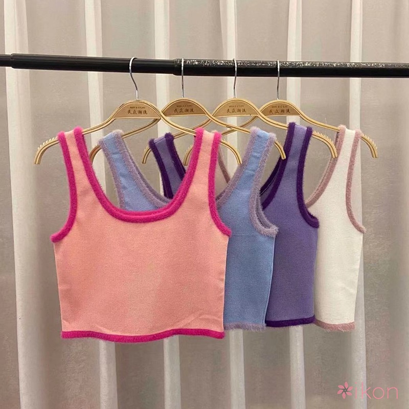 Áo Hai Dây Cổ Chữ U Ôm Dáng Phối Màu Thời Trang Cho Nữ