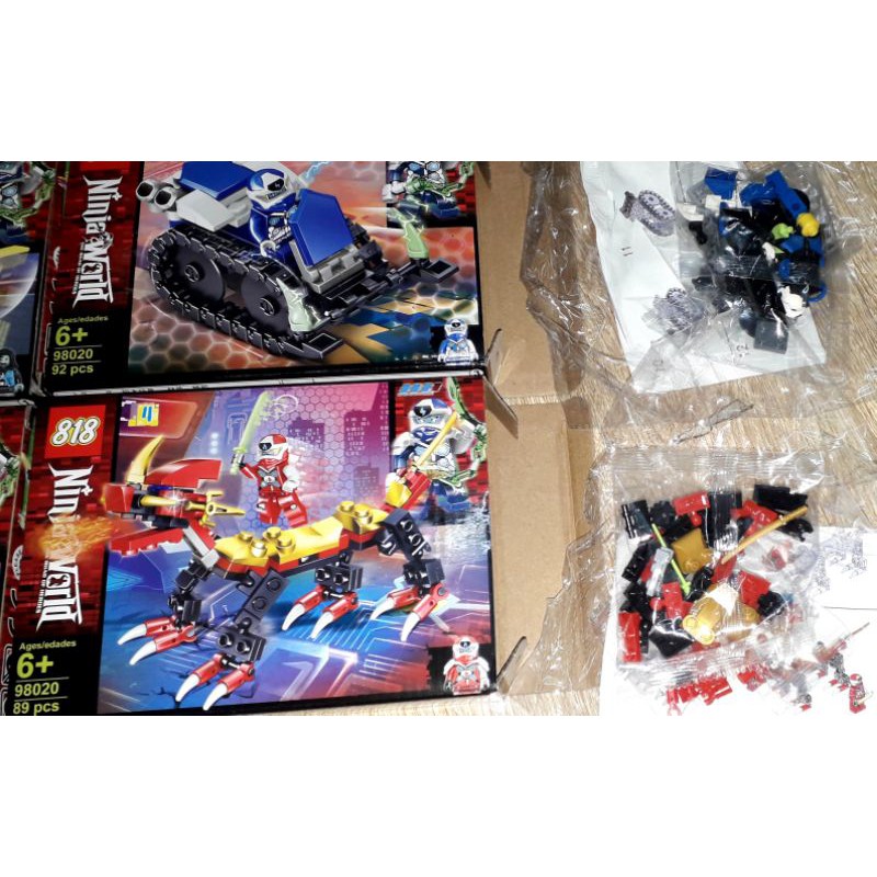 Lắp ráp 1 hộp LegoNinja 98020 có nhiều chi tiết bằng nhựa ABS