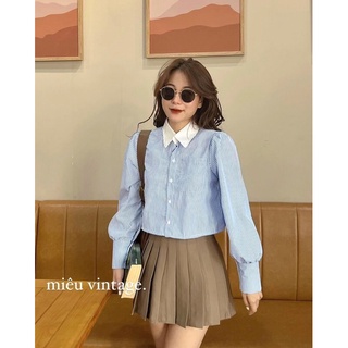 Sơmi kẻ croptop