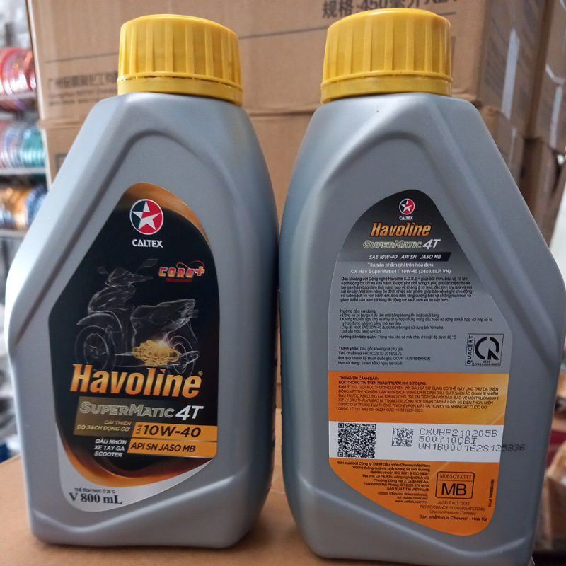 Dầu nhớt xe tay ga Caltex Havoline Supermatic 4T Semi Synthetic SAE 10W40 chai 0.8l