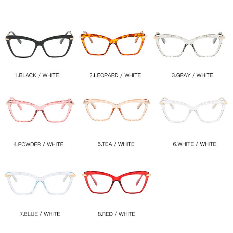 Mắt Kính Gọng Mắt Mèo Nhiều Mặt Trong Suốt Phong Cách Âu Mỹ Cổ Điển Thời Trang Unisex