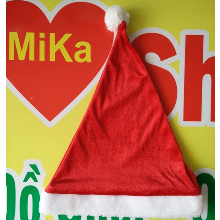 Mũ nón Noel chất nhung trơn -  cỡ bé