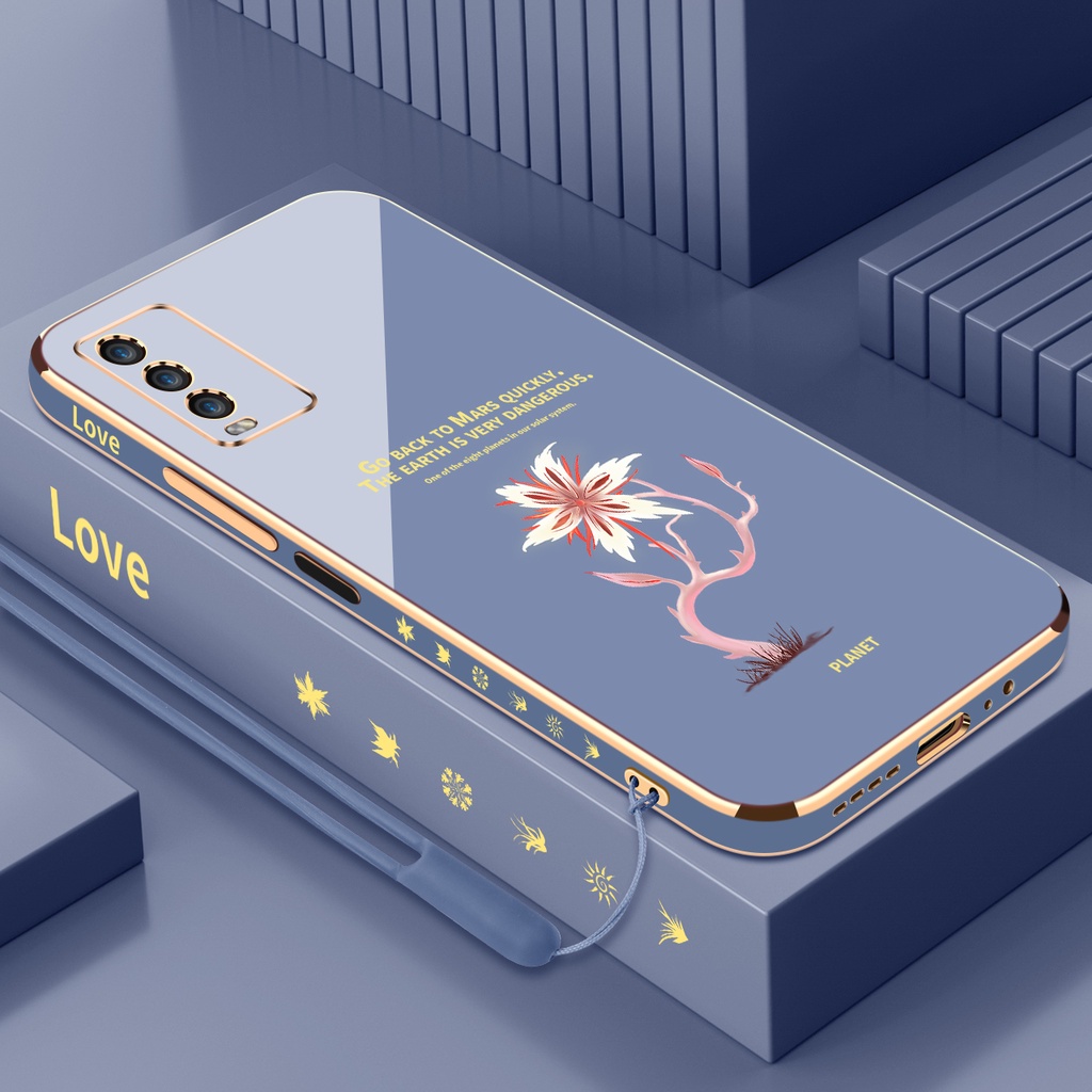 Ốp Điện Thoại silica gel Mềm Mạ Điện Hình Hoa Chống Sốc Cho vivo Y20 Y20S Y20i Y12S Y12A