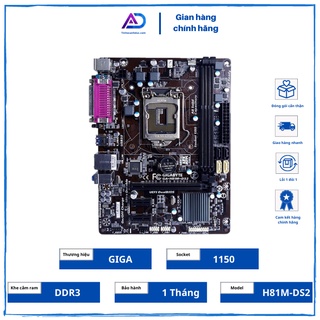 Main Giga H81M-DS2 Socket 1150 DDR3 16GB 8 Kênh Âm Thanh Nguyên Zin Chính Hãng BH 1 Đổi 1