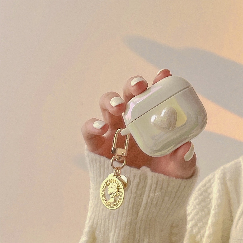 Vỏ bọc bảo vệ hộp sạc tai nghe bluetooth không dây airpods 1/2/pro 3 2021 họa tiết trái tim