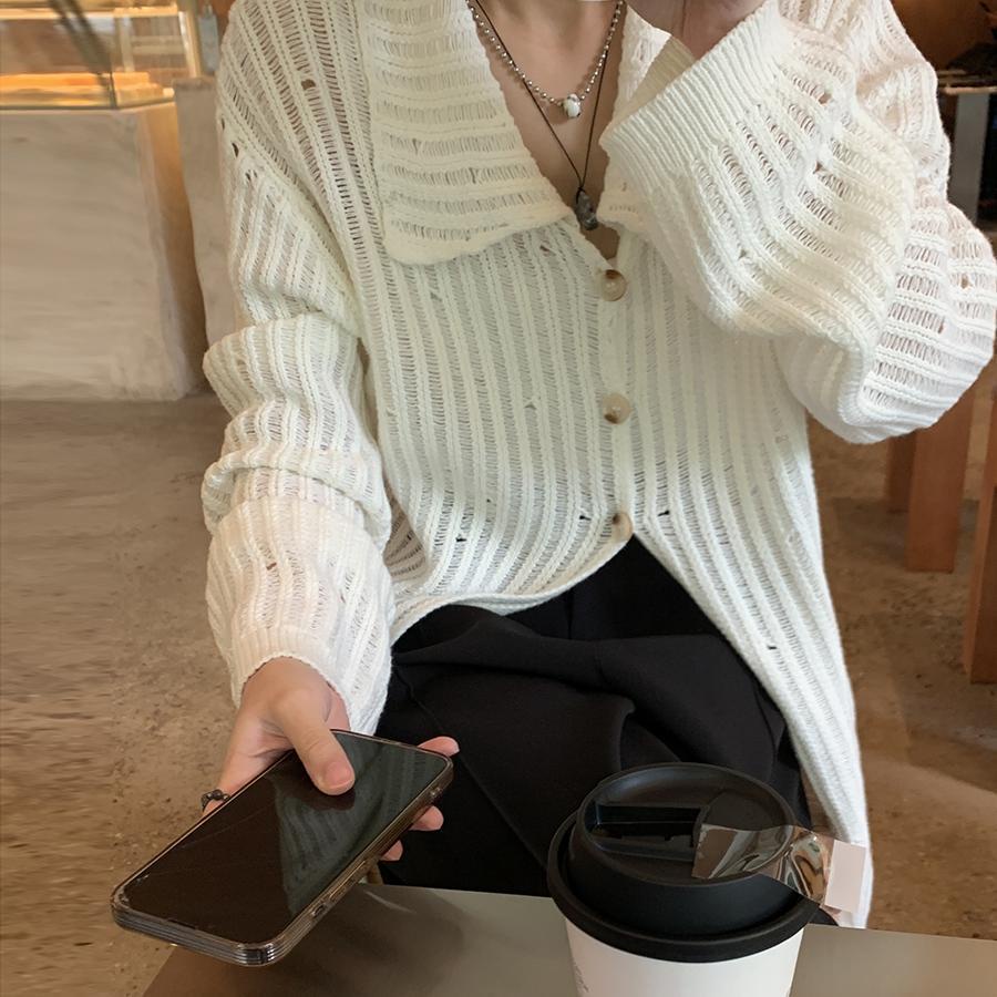 Áo Khoác cardigan Dệt Kim Cổ Bẻ Thời Trang Xuân Thu 2022 Cho Nữ