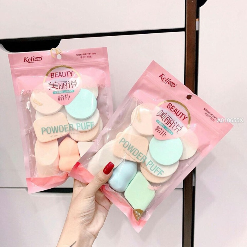 Full Túi 13 Bông Mút Trang Điểm Kem Nền Phấn Phủ KELI Puff Sena Beauty