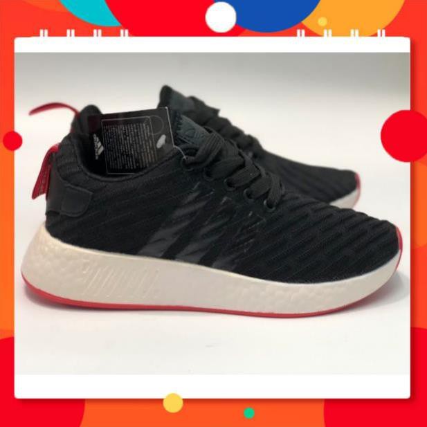 (Freeship+Full box) Giày NMD R2 🖤💨❤đen trắng đế đỏ B*&^ -aq1