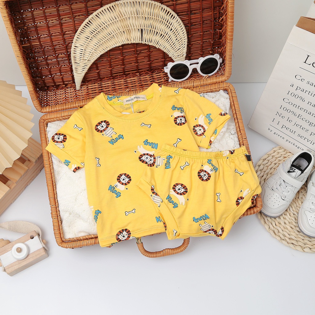 [Bé 4-15kg] Bộ ngắn tay quần Chip thun lạnh Minky mom in nhiều hoạ tiết cho bé trai bé gái từ 4-17kg