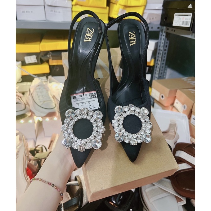 Giày cao gót ZR đá tròn ⚡️Freeship plus⚡️dép cao gót nữ sang trọng HZR335