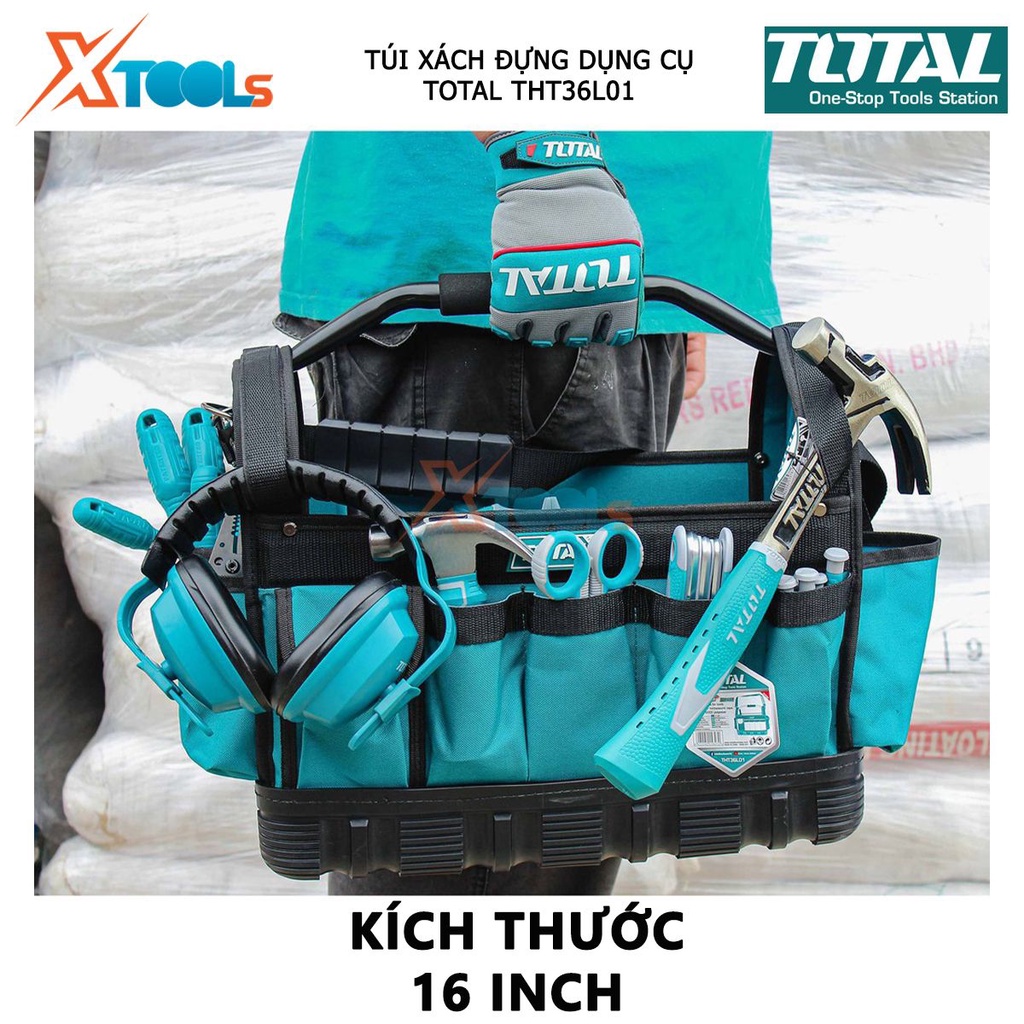 Giỏ đựng đồ nghề TOTAL THT36L01 | Túi đựng công cụ kích thước 16 inch túi đựng dụng cụ 21 ngăn chất liệu polyester 600D