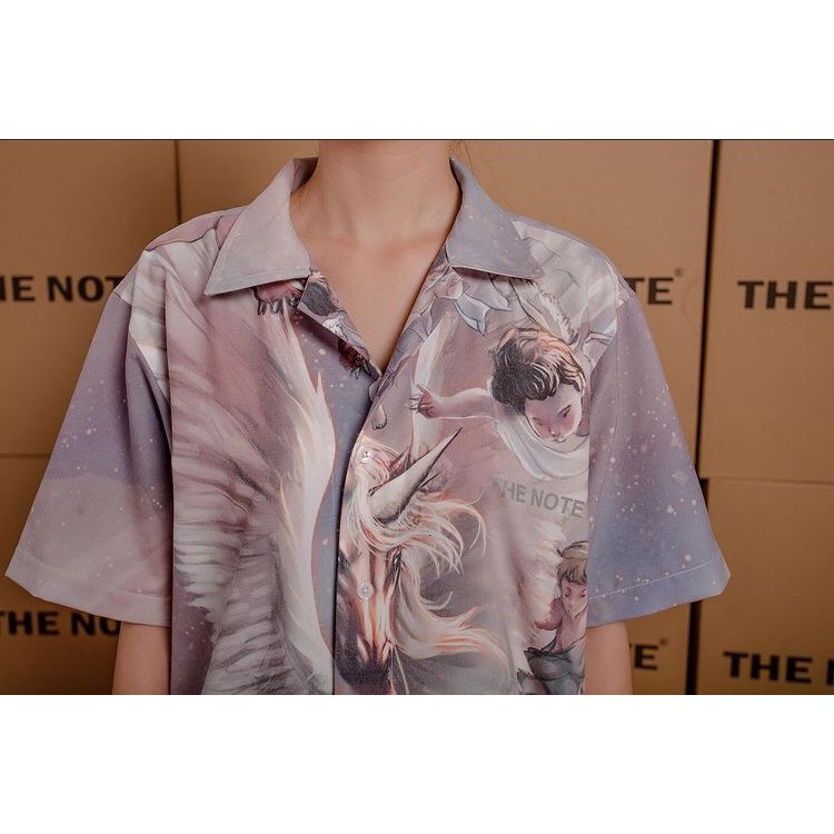 Áo sơ mi unisex họa tiết THE NOTE vải Ford thoáng mát, thấm hút - PINK ANGELS SHIRT | BigBuy360 - bigbuy360.vn