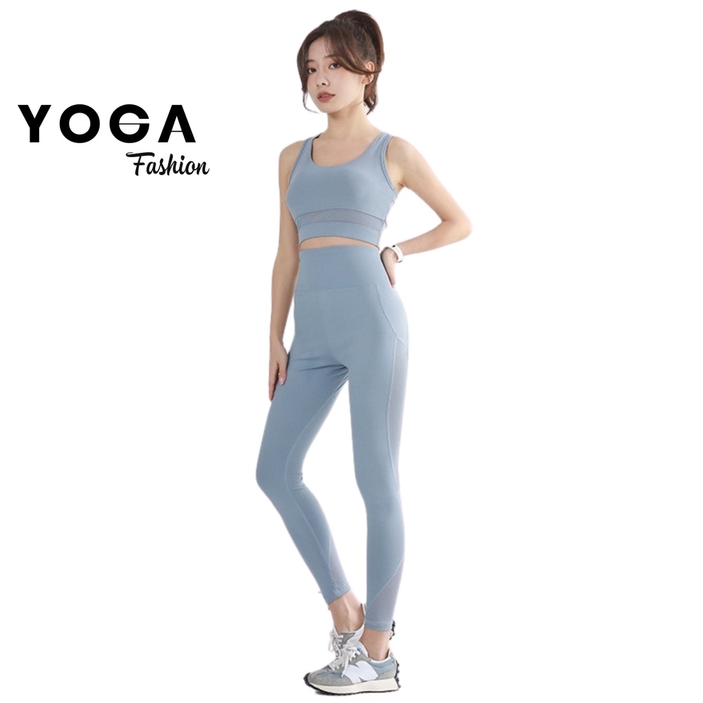 Bộ quần áo tập Gym Yoga thể thao nữ CAO CẤP quần cạp cao áo dây đúc co giãn 4 chiều YG40