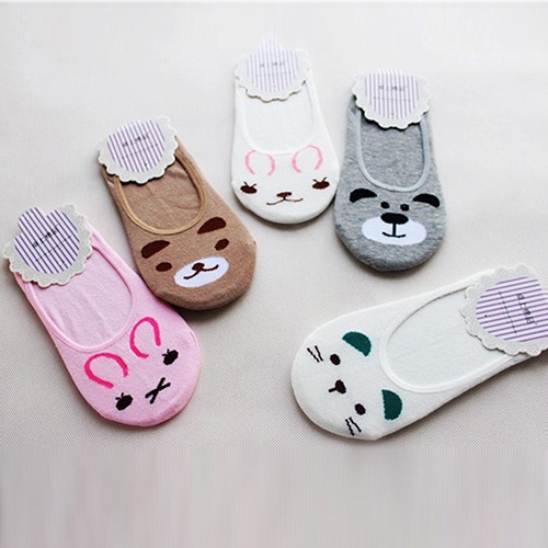 Vớ cotton chống trượt họa tiết hoạt hình xinh xắn dành cho nữ