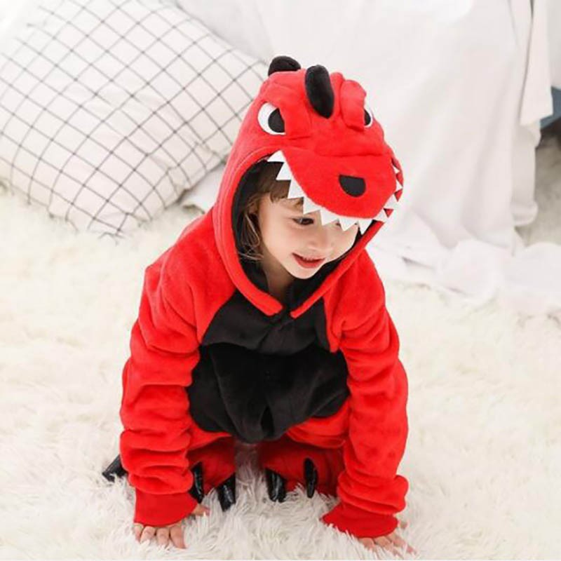 Bộ Đồ Ngủ Liền Cosplay Khủng Long Hoạt Hình Màu Đỏ | BigBuy360 - bigbuy360.vn