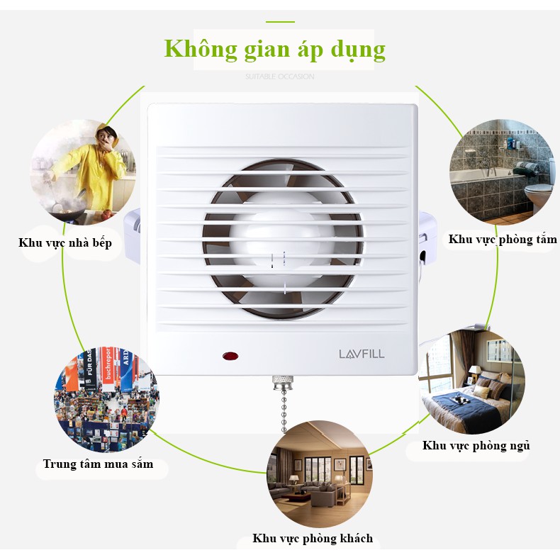 Quạt thông gió phòng tắm, quạt hút mùi LAVFILL LFWW-13EK | BigBuy360 - bigbuy360.vn