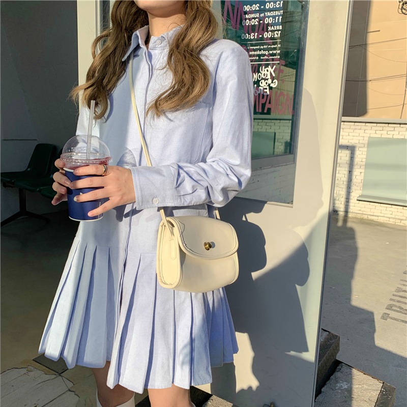 Set Đầm Sơ Mi Tay Dài Xếp Ly + Áo Khoác Blazer Dáng Rộng Kẻ Sọc Ca Rô 41823 | BigBuy360 - bigbuy360.vn