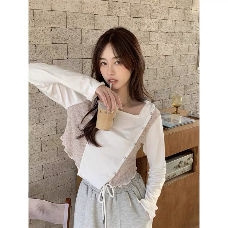 áo croptop vạt chéo 2 màu