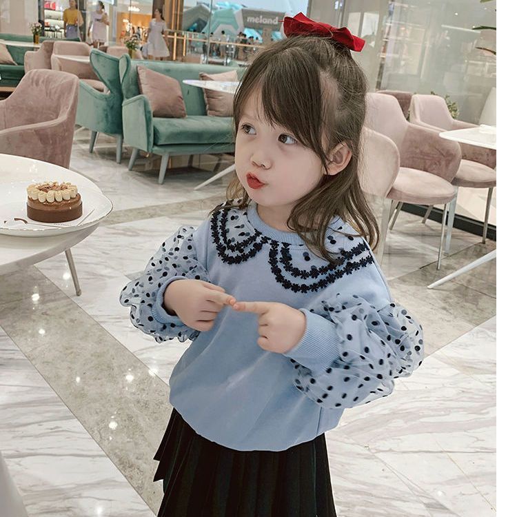 Áo Sweater Tay Dài Cổ Búp Bê Thời Trang Mùa Thu Phong Cách Hàn Quốc Cho Bé Gái