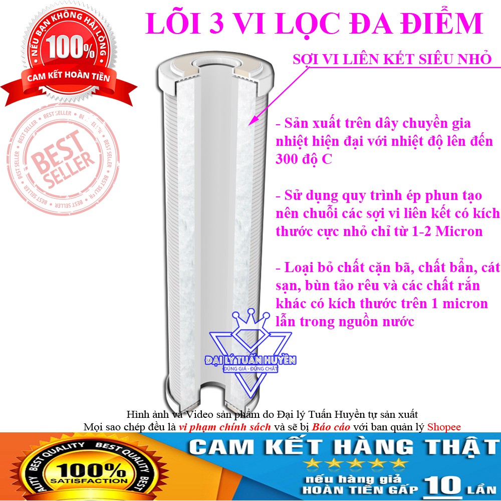 Bộ 3 Lõi lọc nước Karofi 1,2,3 chính hãng, dùng cho máy S-S038