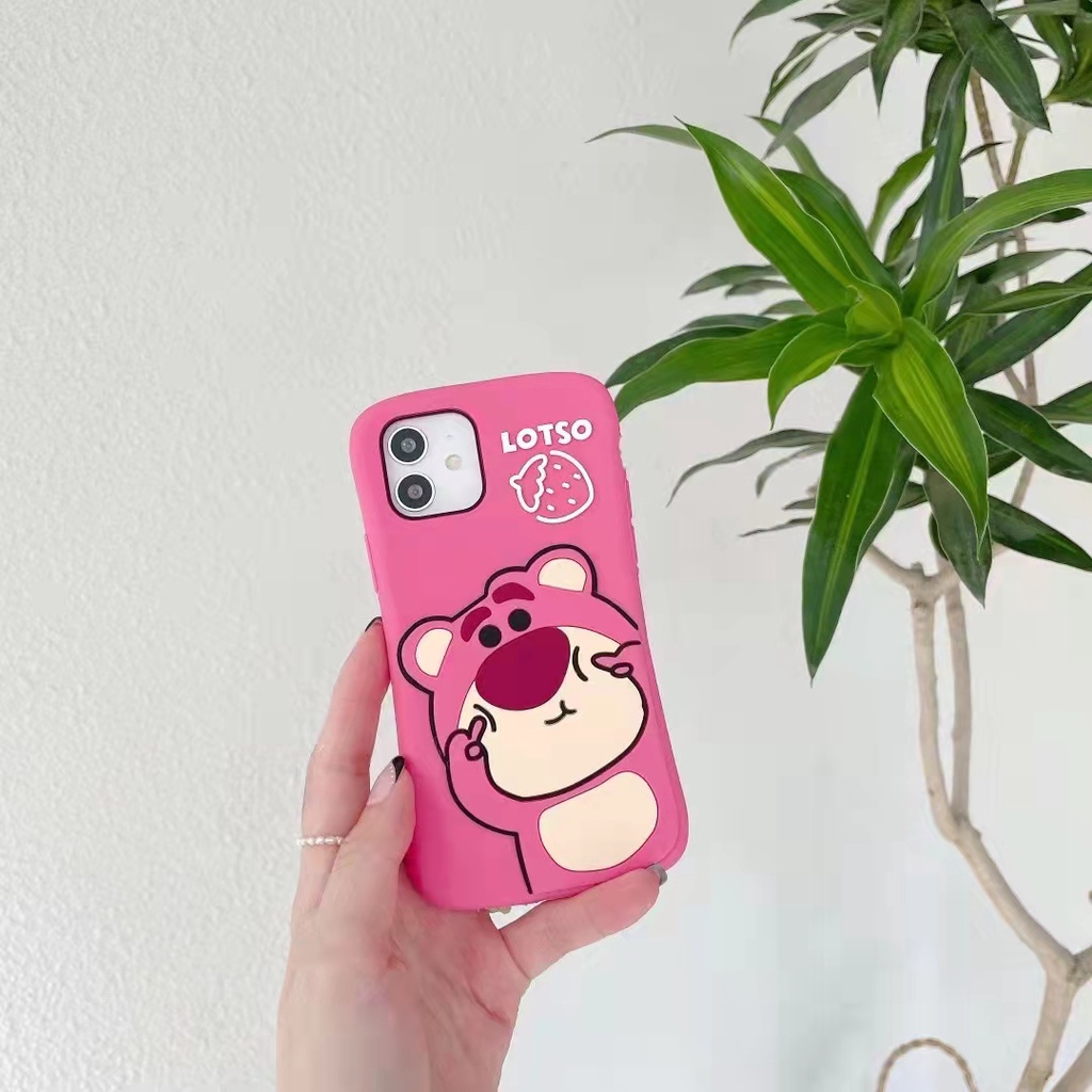 Ốp Điện Thoại Bảo Vệ Toàn Diện Chống Sốc Họa Tiết Gấu Hồng 3D Dễ Thương Dành Cho Iphone