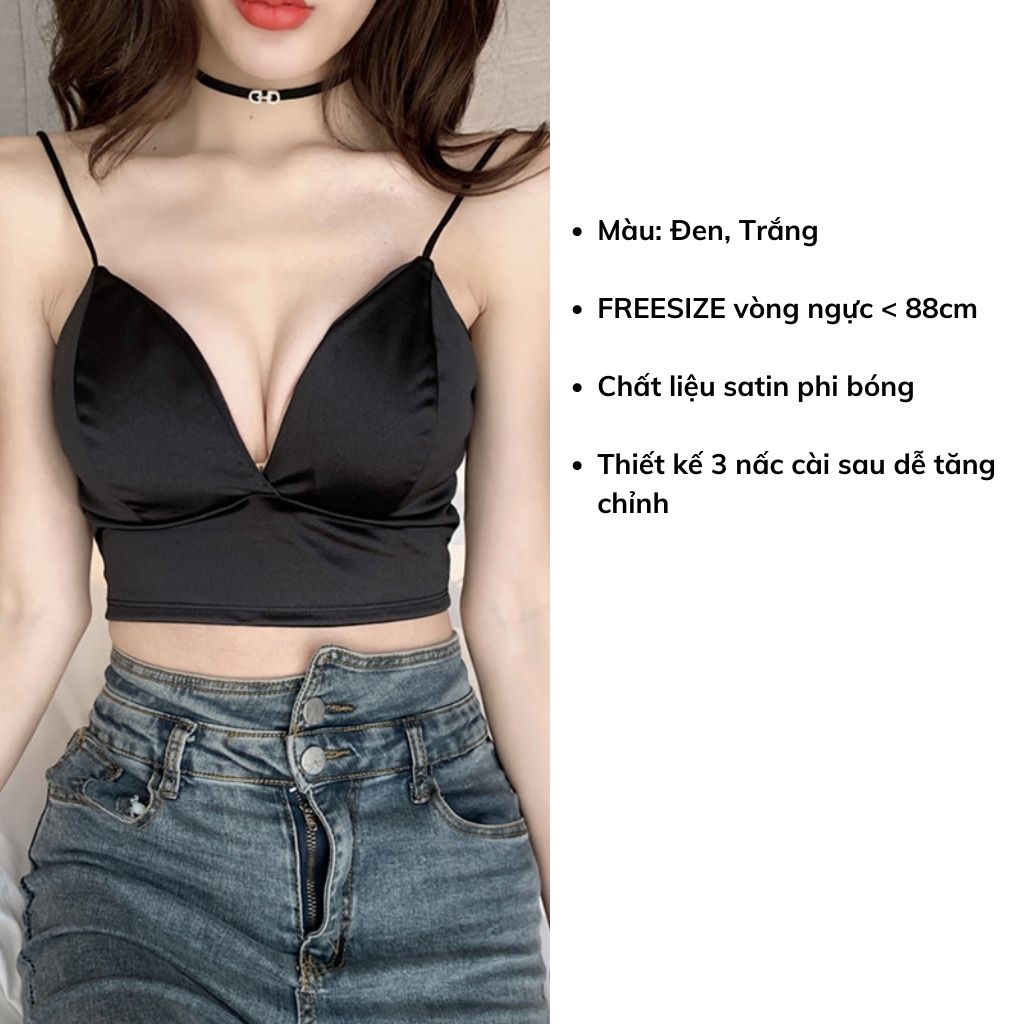 Áo bra nữ 2 dây satin phi bóng bản to, áo lót đệm mút mỏng ôm trọn vòng 1 quyến rũ LANIXA B264