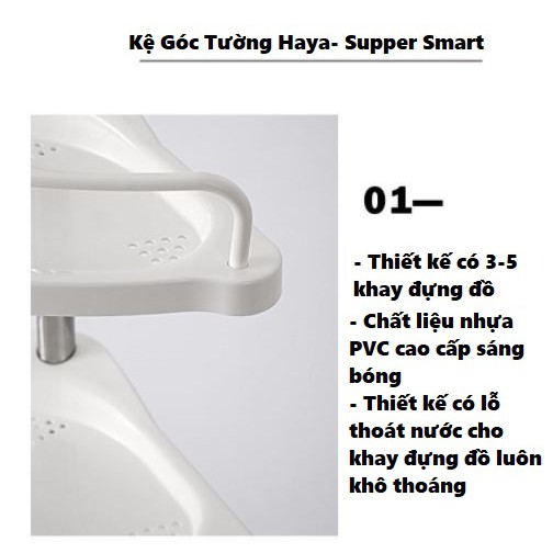 Kệ để đồ nhà tắm, kệ đựng đồ nhà bếp, kệ góc gắn tường thông minh tiết kiệm diện tích không cần khoan đục  Haya KDD02