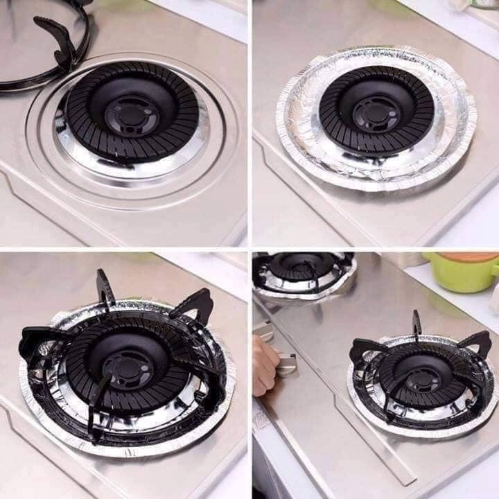 Combo set 20 miếng giấy bạc lót bếp ga tròn