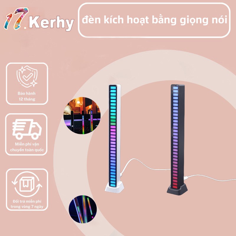 Thanh đèn LED nhấp nháy theo nhạc, 32 hạt màu cảm ứng, đèn nhiều màu, USB, Type C，trang trí bàn làm việc-17.kerhy