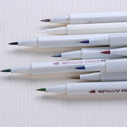 Bút lông mềm Brush Sta Metallic nhũ lấp lánh kim tuyến đầu nhỏ 10 màu chất lượng cao viết Calligraphy sắc nét BMBooks