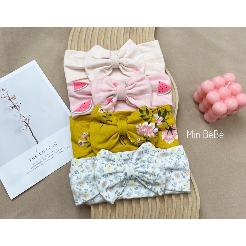 Băng đô cotton, Turban nơ vuông cho bé gái