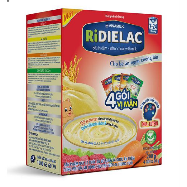 BỘT ĂN DẶM RIDIELAC 4 GÓI VỊ MẶN - HỘP 4 GÓI X 50G