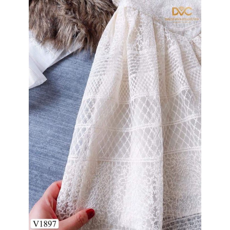 [ĐẦM ĐI TIỆC CAO CẤP]  Váy thiết kế ren kem sát nách | BigBuy360 - bigbuy360.vn