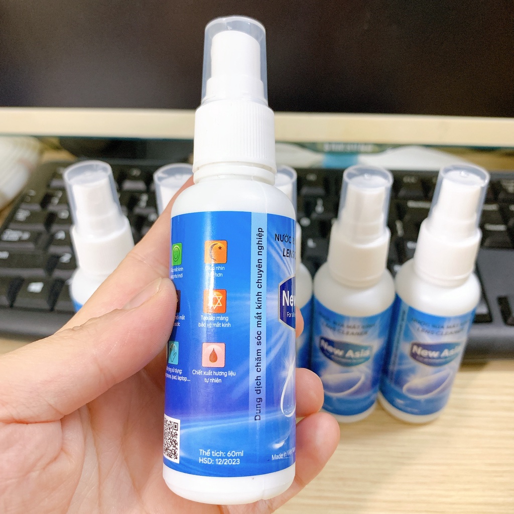 Nước rửa kính mắt dạng xịt lens cleaner New Asia 60ml