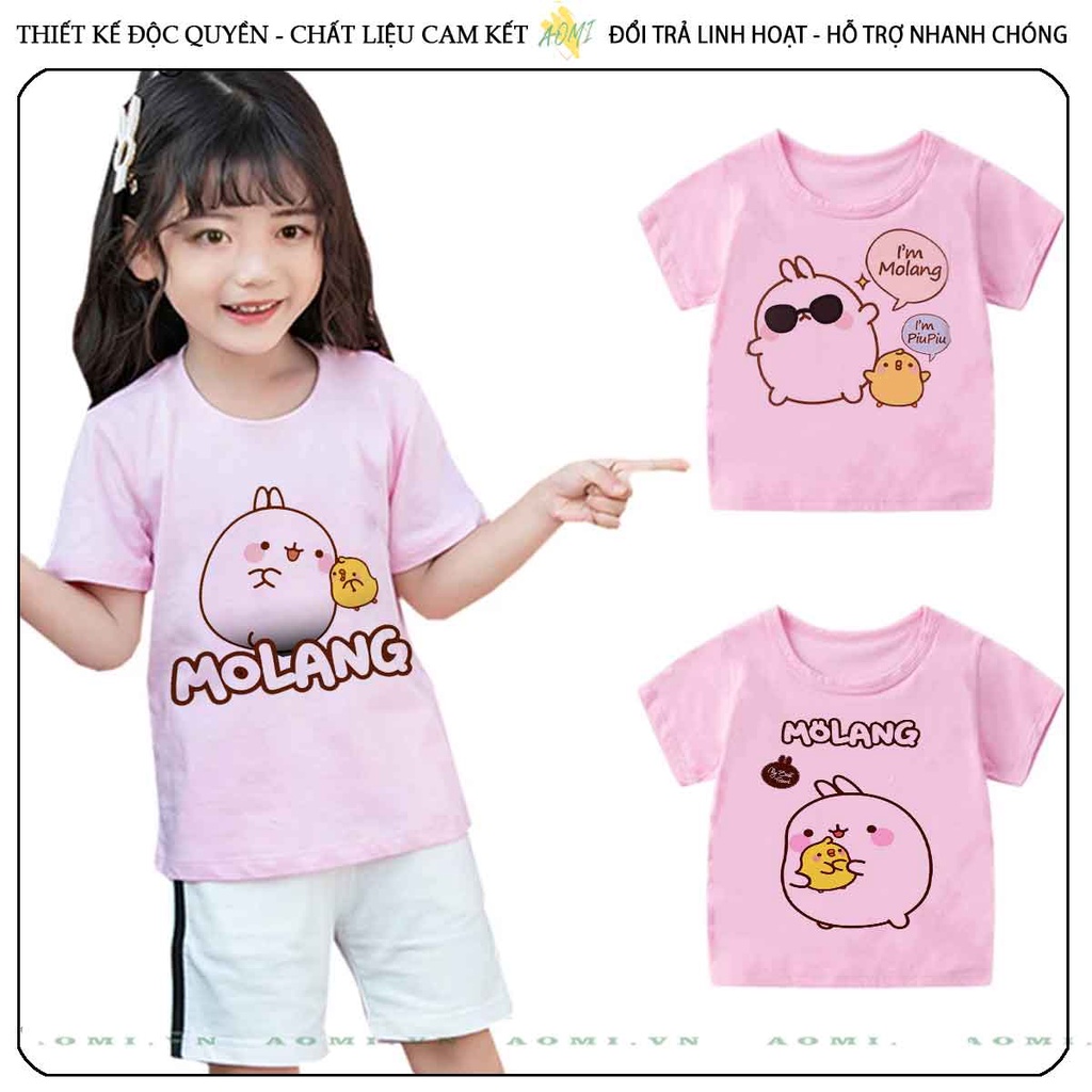 ÁO THUN friend molang vit thỏ cute UNISEX PHÔNG HỒNG TAY NGẮN NAM NỮ GIA ĐÌNH CẶP ĐÔI SIZE TRẺ EM BÉ TRAI GÁI AOMIVN