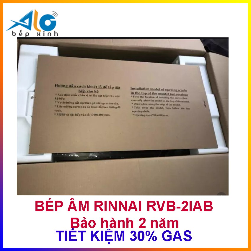 BẾP GAS ÂM RINNAI RVB-2I(AB) -  RVB-2IAB - Tiết kiệm 30% gas - Ngắt gas tự động - HÀNG CHÍNH HÃNG - Alo Bếp Xinh