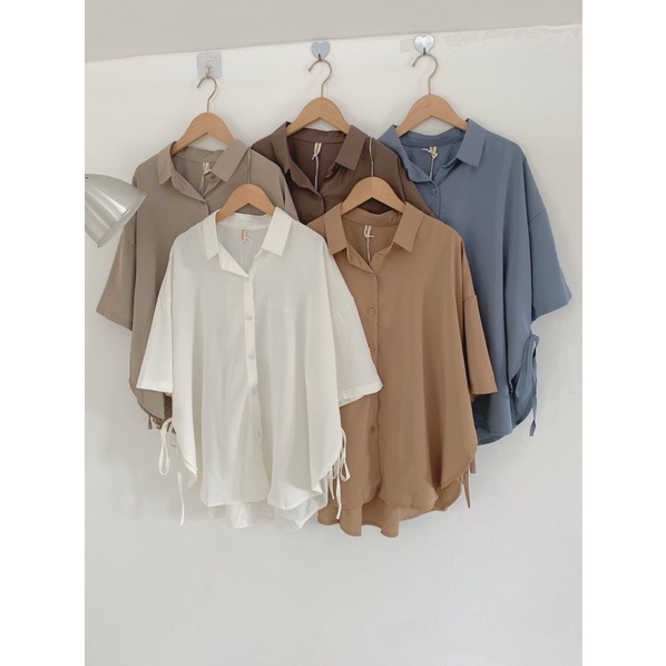 ÁO SƠ MI FORM THỤNG BUỘC DÂY SƯỜN VINTAGE