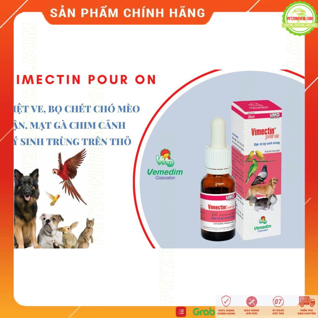 Nhỏ Gáy Phòng Ve Chó Mèo 💥 FREESHIP 💥 Vimectin Pour on 20ml  Phòng Ve, Bọ Chét, Rận, Mạt Gà Cho Chó Mèo Và Vật Nuôi