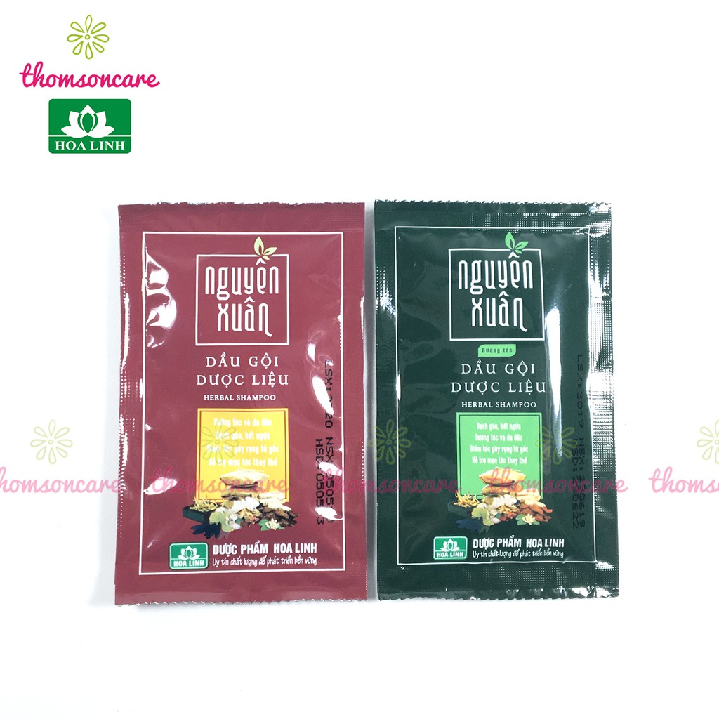 Dầu gội dược liệu Nguyên Xuân dạng gói - Dây 10 gói từ thảo dược, ngăn ngừa gàu, giảm rụng tóc