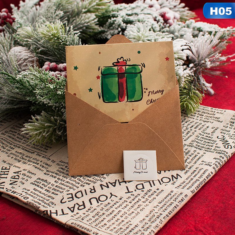 Tmdbyx Thiệp giáng sinh kèm phong bì và miếng dán trang trí tiện dụng