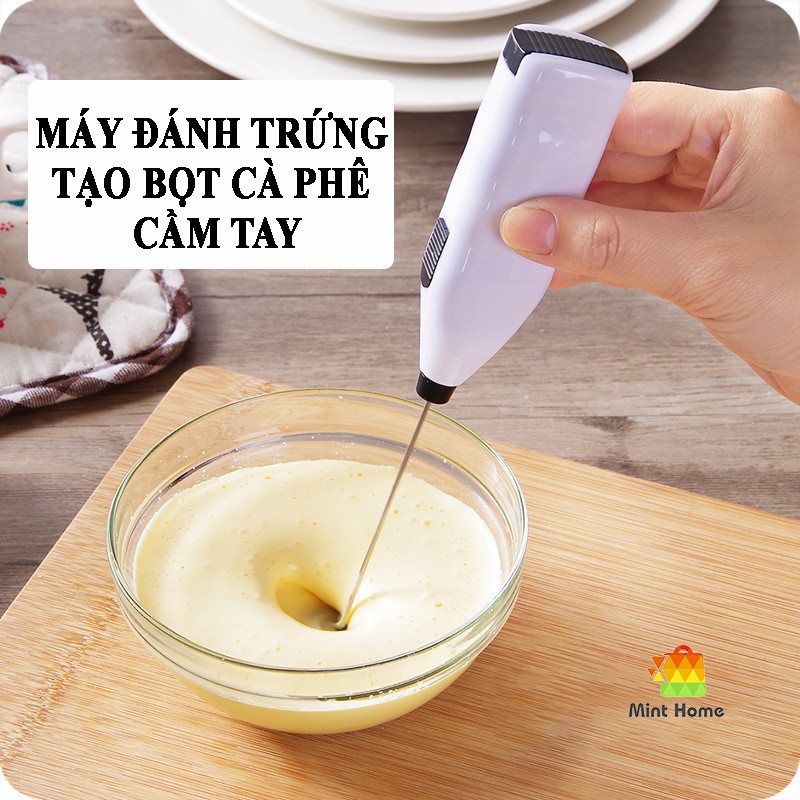 Máy tạo bọt cà phê cầm tay mini pha chế tiện lợi - cây đánh trứng, đánh kem, cafe, trà sữa tự pha di động sử dụng pin 2A