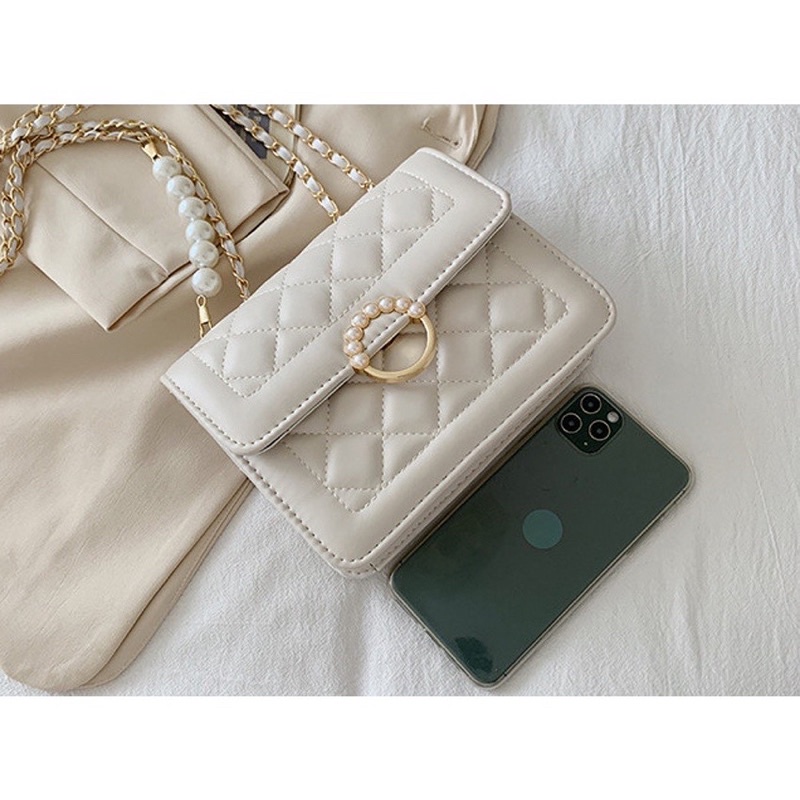 Túi xách nữ đeo chéo đeo vai khoá ngọc tròn phong cách hàn quốc Zuliashop8386