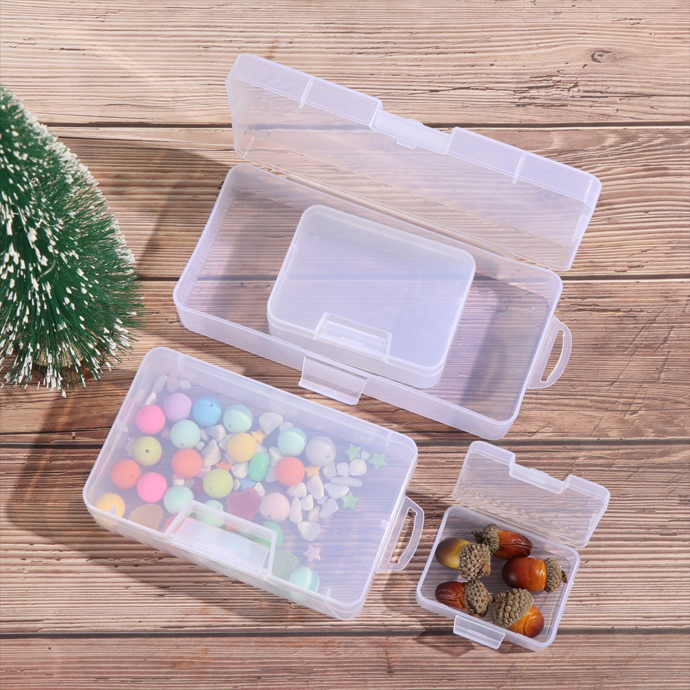 LETTER🌟 Small Storage Box Plastic Pill Storage Supply Jewelry Diamond Container 4 Sizes Clips Boxes Home Organization Square Clear Craft Bead Holder