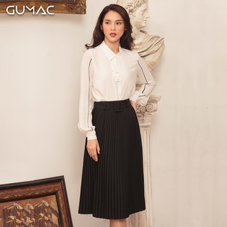 Chân váy khoen dập ly GUMAC VA466_DEN