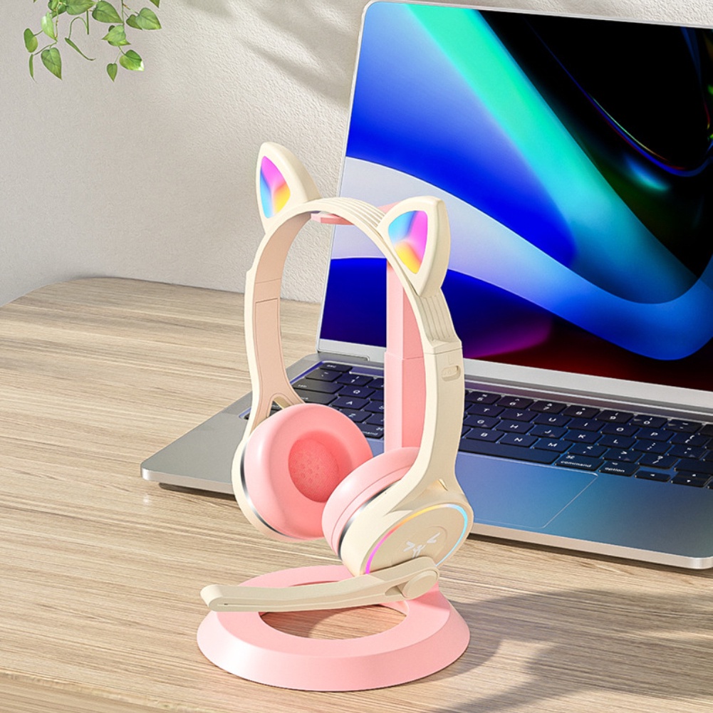 Tai Nghe Không Dây Tai Mèo Có Mic Mũ Bảo Hiểm Âm Trầm Âm Thanh Nổi Đèn Phát Sáng Răng Xanh Quà Tặng Cho Game Thủ Trẻ Em Cô Gái Tai Nghe Chơi Game Điện Thoại PC Tương Lai