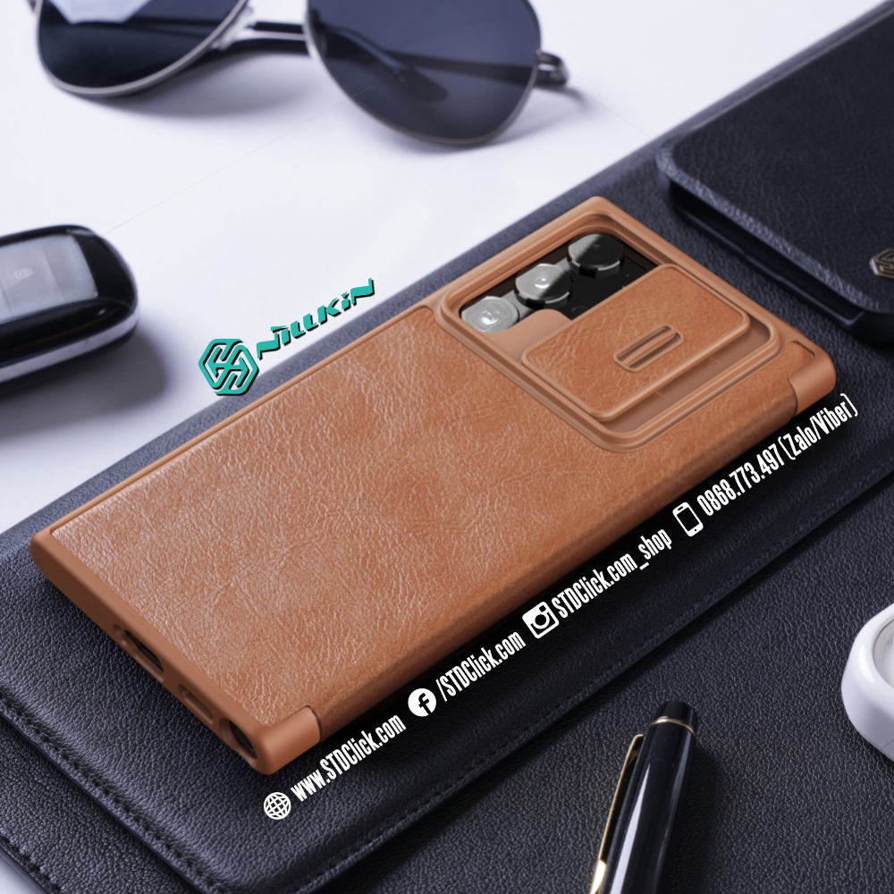 BAO DA SAMSUNG GALAXY S22 ULTRA 5G NILLKIN QIN PRO BẢO VỆ CAMERA CHÍNH HÃNG