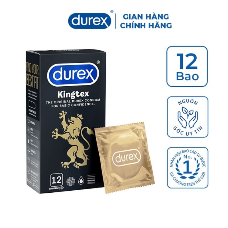 [Che tên sản phẩm] BAO CAO SU Durex Kingtex hộp 12 cái chính hãng