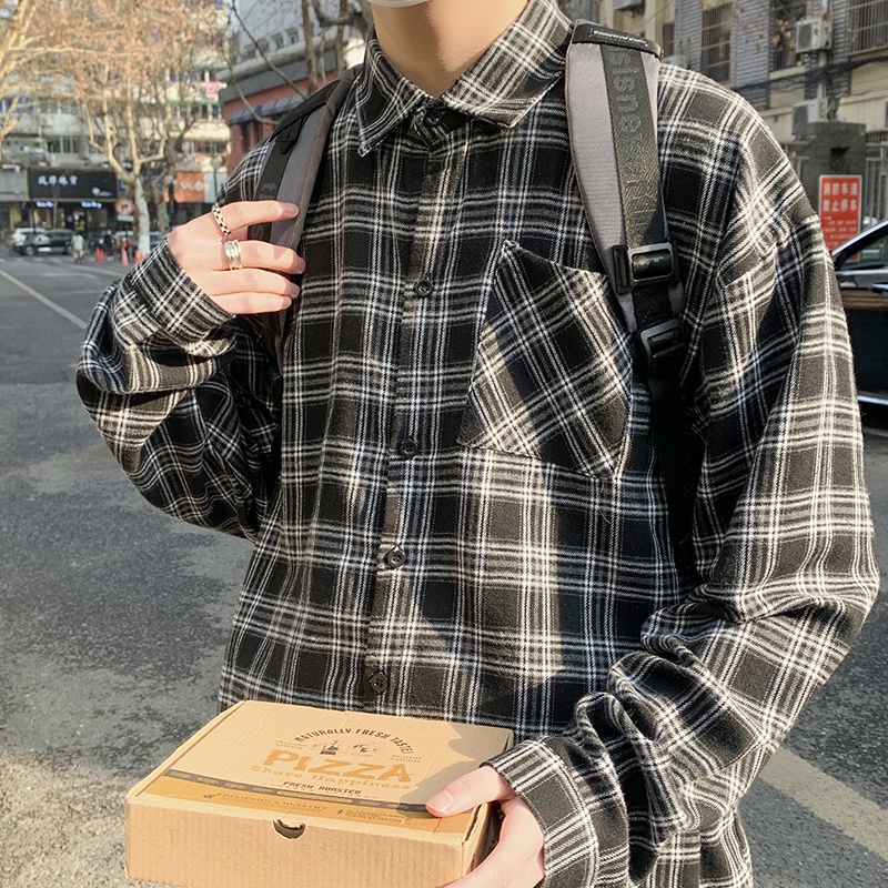 Áo Sơ Mi From Rộng , Áo Khoác Kẻ Sọc Trắng Đen Phong Cách Hàn Quốc Cho Cả Nam Và Nữ Hot 2022