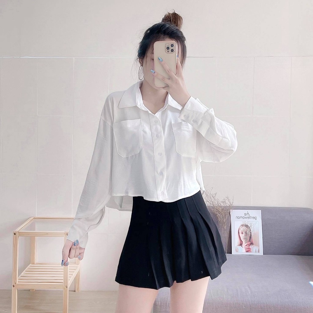 * (HÀNG MỚI VỀ-FREESHIP) ÁO SOMI CROPTOP TAY DÀI❤️❤️❤️ CHIBEST_AA010