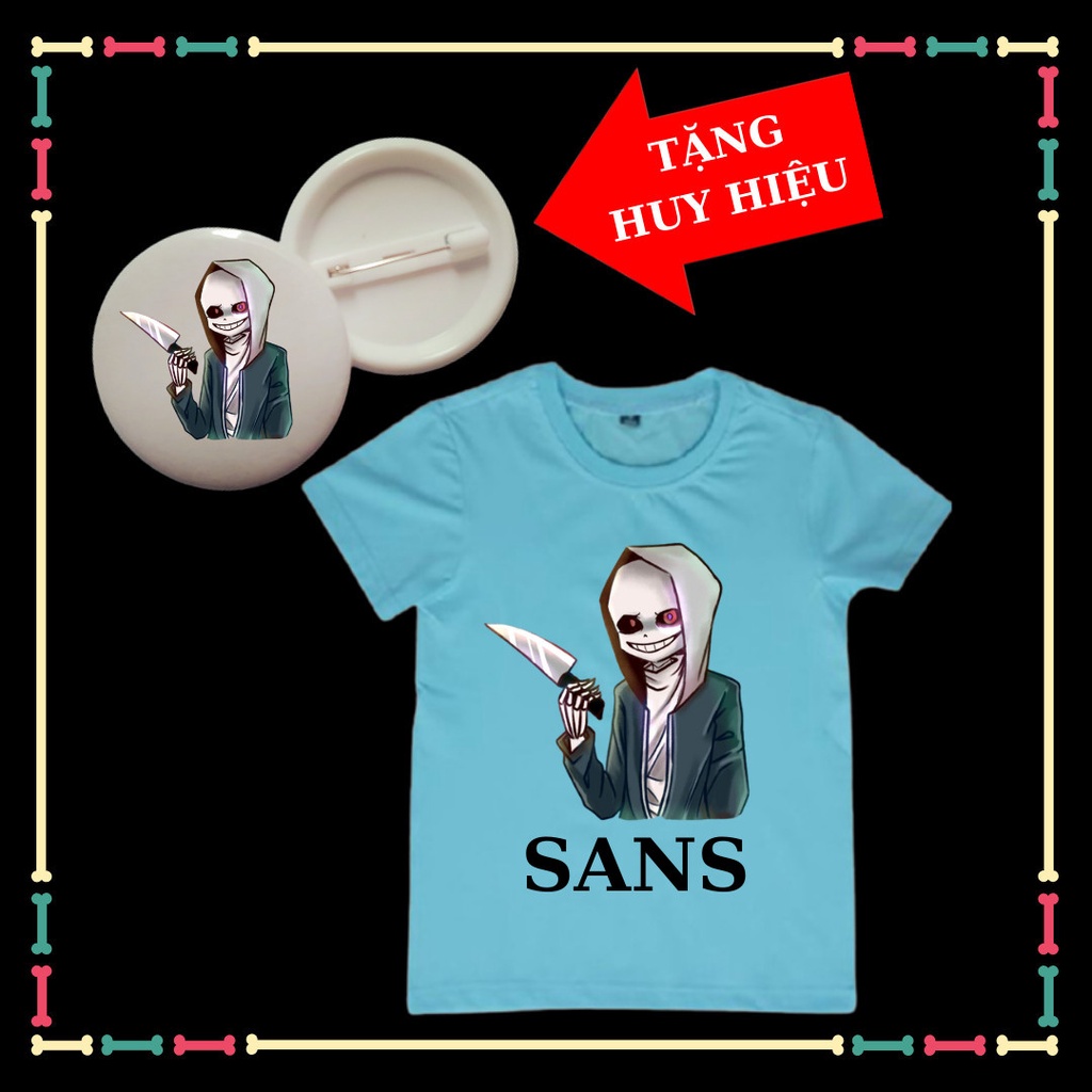 Mẫu Áo hot Game Undertale Bé Sans trẻ em siêu ngầu, kèm huy hiệu Sans